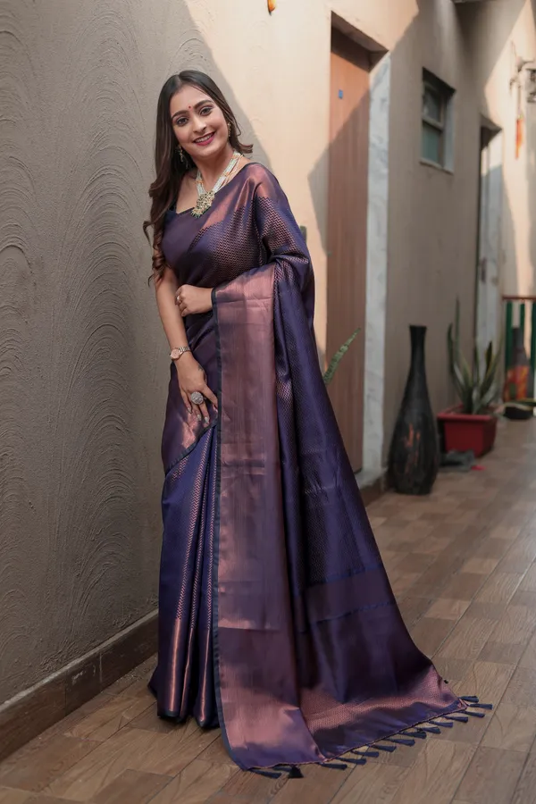 Navy_Blue_Kanjivaram_Silk_Saree_with_Heavy_Copper_Zari_Work_-_Timeless_Elegance_With_Blouse_Piece_Attached